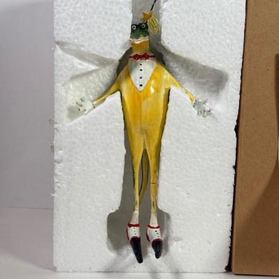LOT 171K: Lenox Silverplate Scroll Santa Ornament w/ Box, Dept 56 Lizard Ornament w/ Box & Delicate Vintage Doilie Embroidered Ornaments