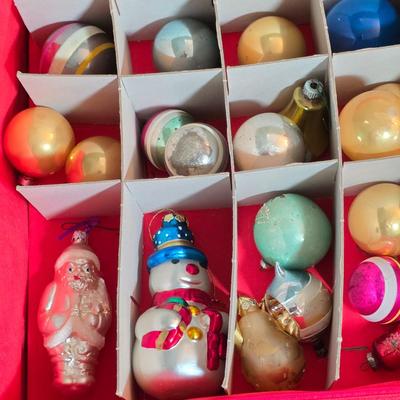 LOT 184D: Christmas Ornament Storage Tote, Filled With Beautiful Ornaments, Including Vintage Mickey/Minnie Christmas Ball