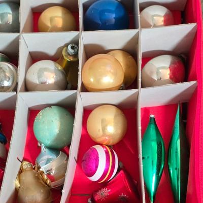 LOT 184D: Christmas Ornament Storage Tote, Filled With Beautiful Ornaments, Including Vintage Mickey/Minnie Christmas Ball