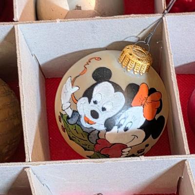 LOT 184D: Christmas Ornament Storage Tote, Filled With Beautiful Ornaments, Including Vintage Mickey/Minnie Christmas Ball