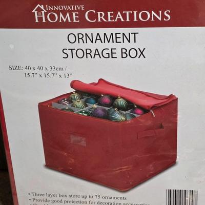 LOT 185F: Large Lot Of Vintage Glass/Wooden Christmas Ornaments & New In Bag Ornament Storage Box