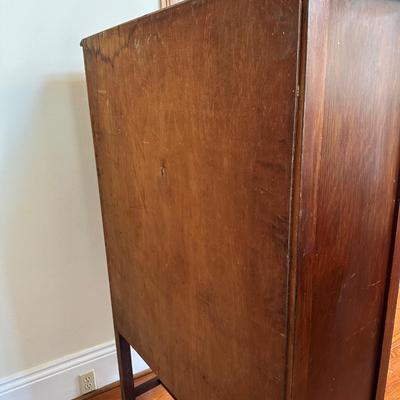 Antique Glass-Front Cabinet on Casters