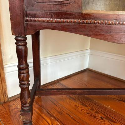 Antique Glass-Front Cabinet on Casters