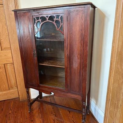 Antique Glass-Front Cabinet on Casters
