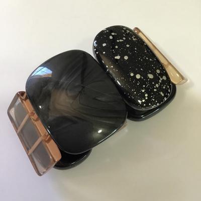 Vintage black, Lucite bracelet, chunky panel