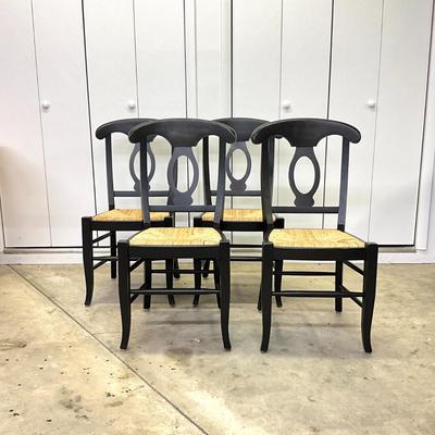Sale Photo Thumbnail #893: Comes with 4 straw seat chairs
Measurements:
Chairs - 38" in height, 18" width, 15.5" depth
Table - 39.5" in diameter, 29" in height
