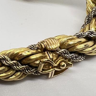 18k Gold Rope Chain Necklace Two Tone 83.71 Grams