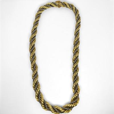 18k Gold Rope Chain Necklace Two Tone 83.71 Grams