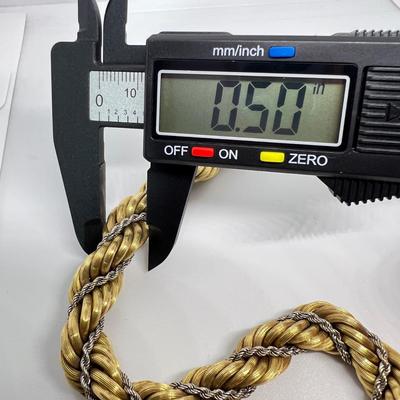 18k Gold Rope Chain Necklace Two Tone 83.71 Grams