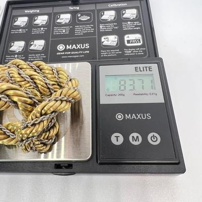 18k Gold Rope Chain Necklace Two Tone 83.71 Grams