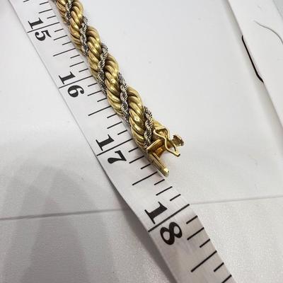 18k Gold Rope Chain Necklace Two Tone 83.71 Grams