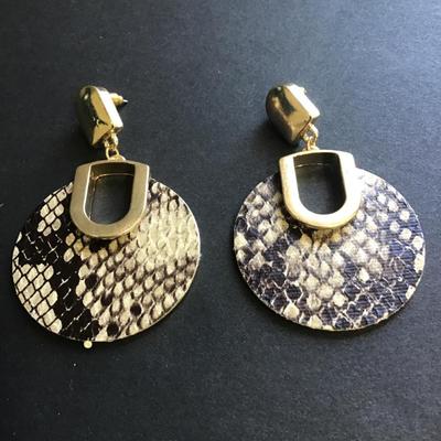 Gold tone snake skin earrings