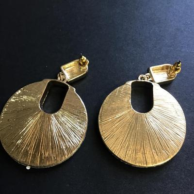 Gold tone snake skin earrings