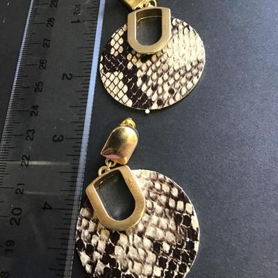 Gold tone snake skin earrings