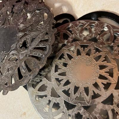 Mixed Trivet Lot - Scottish Ceramic, Wood, Silver Plated