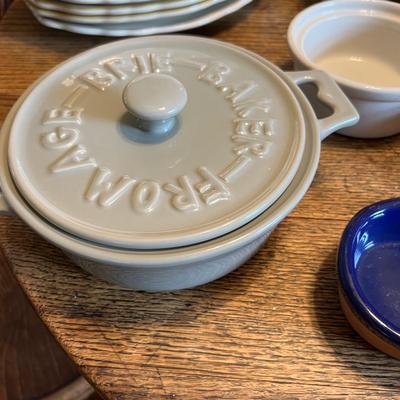 Big Kitchenware Pottery Ceramic Lot - Cuisinart, Hall, Homer Laughlin, Longaberger, Edwin Bennett