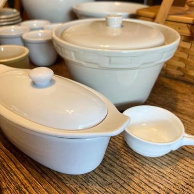 Big Kitchenware Pottery Ceramic Lot - Cuisinart, Hall, Homer Laughlin, Longaberger, Edwin Bennett