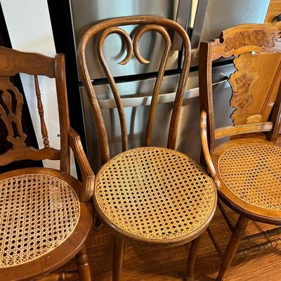 2 Tier Antique Twisted Metal Table w Mixed Vintage Chairs