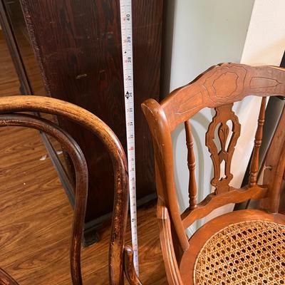 2 Tier Antique Twisted Metal Table w Mixed Vintage Chairs