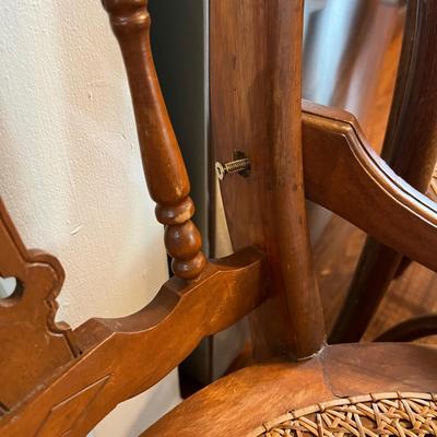 2 Tier Antique Twisted Metal Table w Mixed Vintage Chairs