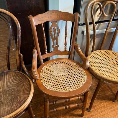 2 Tier Antique Twisted Metal Table w Mixed Vintage Chairs