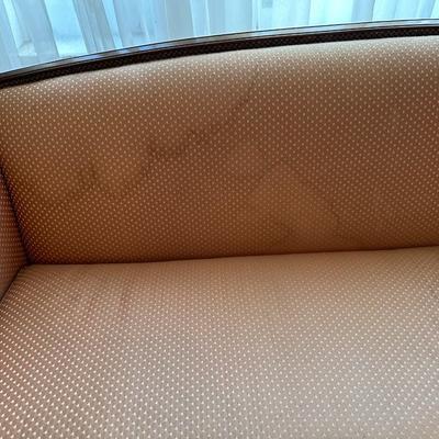 Hickory Chair Camelback Sofa with Carved Wood Frame