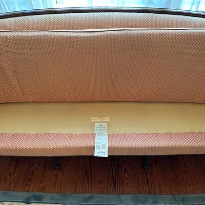 Hickory Chair Camelback Sofa with Carved Wood Frame