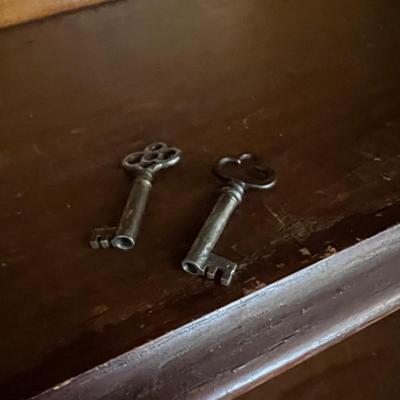 Antique Ornate Carved Wood Cabinet w Mirror Mantle