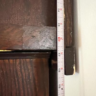 Antique Ornate Carved Wood Cabinet w Mirror Mantle