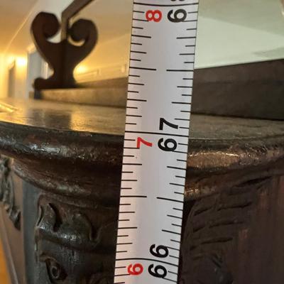 Antique Ornate Carved Wood Cabinet w Mirror Mantle