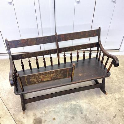 Sale Photo Thumbnail #935: Ends of rockers are damaged,(chewed) see pictures
Measurements:
4' in length, 27.5" in depth, 32" in height, 15" in seat height, seat depth is 16.5"