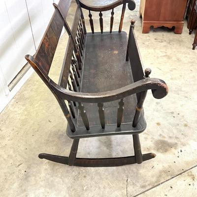 Sale Photo Thumbnail #939: Ends of rockers are damaged,(chewed) see pictures
Measurements:
4' in length, 27.5" in depth, 32" in height, 15" in seat height, seat depth is 16.5"