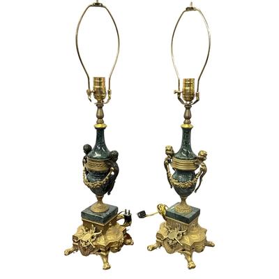 Sale Photo Thumbnail #961: made in italy
made of brass and marble
Measurements:
28" in height, 6" by 6" for base of lamps
Comes with no shades