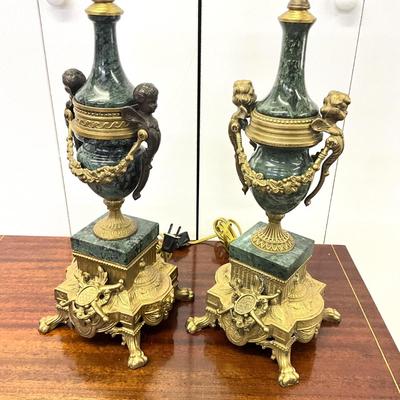 Sale Photo Thumbnail #958: made in italy
made of brass and marble
Measurements:
28" in height, 6" by 6" for base of lamps
Comes with no shades