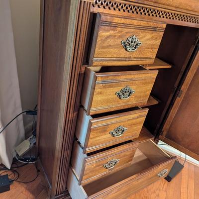 Antique Chifforobe Style Dresser With Brass Hardware (BR)
