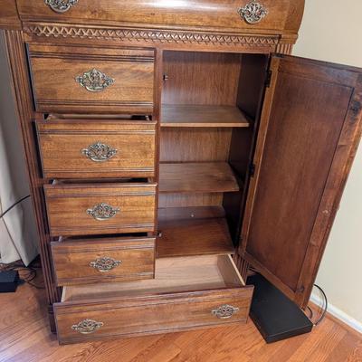 Antique Chifforobe Style Dresser With Brass Hardware (BR)