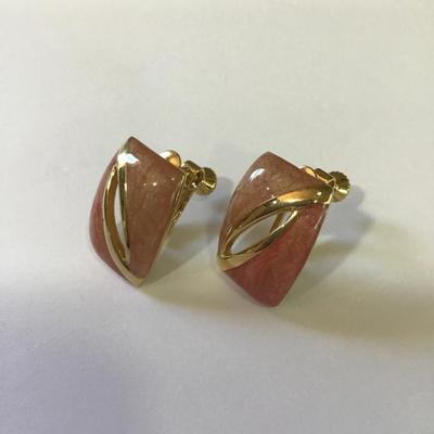Pretty two toned enameled screw back earrings