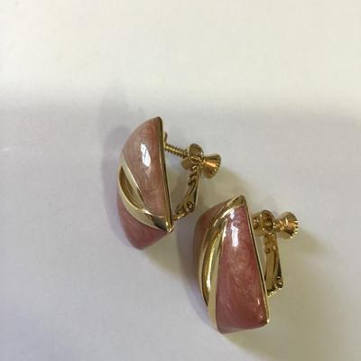 Pretty two toned enameled screw back earrings