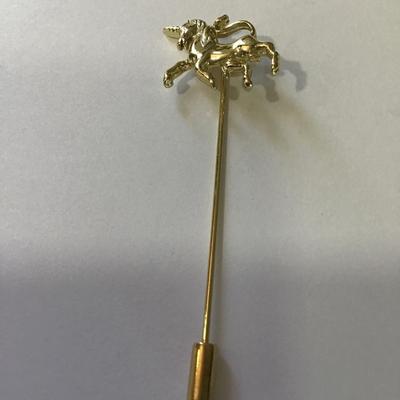 Vintage unicorn gold tone pin