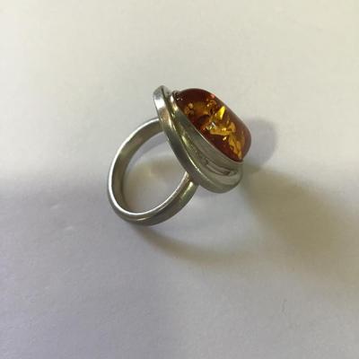 Beautiful vintage Baltic amber in 925 sterling silver ring