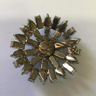 Gorgeous 1950s Sherman pale light ice Blue Aurora borealis, crystal brooch
