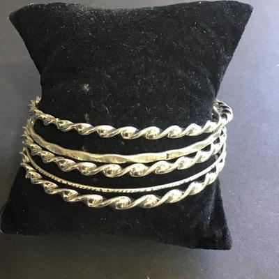 Silver tone bracelet set