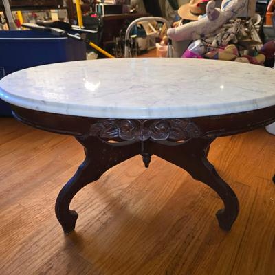 Antique Victorian Style Oval Marble Coffee Table
