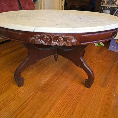 Antique Victorian Style Oval Marble Coffee Table