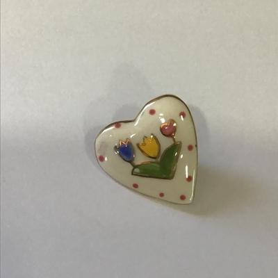 Vintage ceramic heart enamel pin