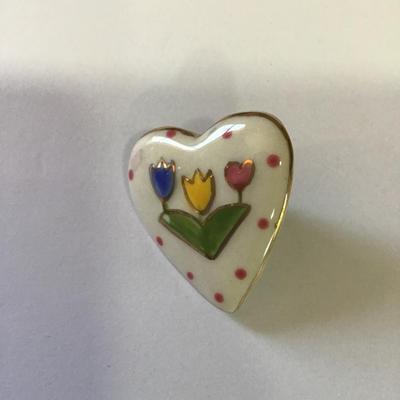 Vintage ceramic heart enamel pin