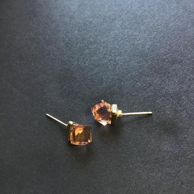 Faux Peach colored crystal stud earrings