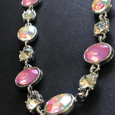 Silver tone faux crystal bracelet