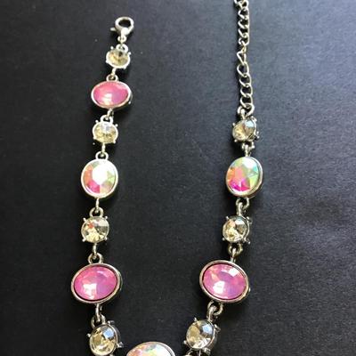 Silver tone faux crystal bracelet