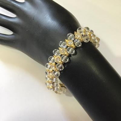 Beautiful vintage glass and crystal rhinestone stretch bead bracelet